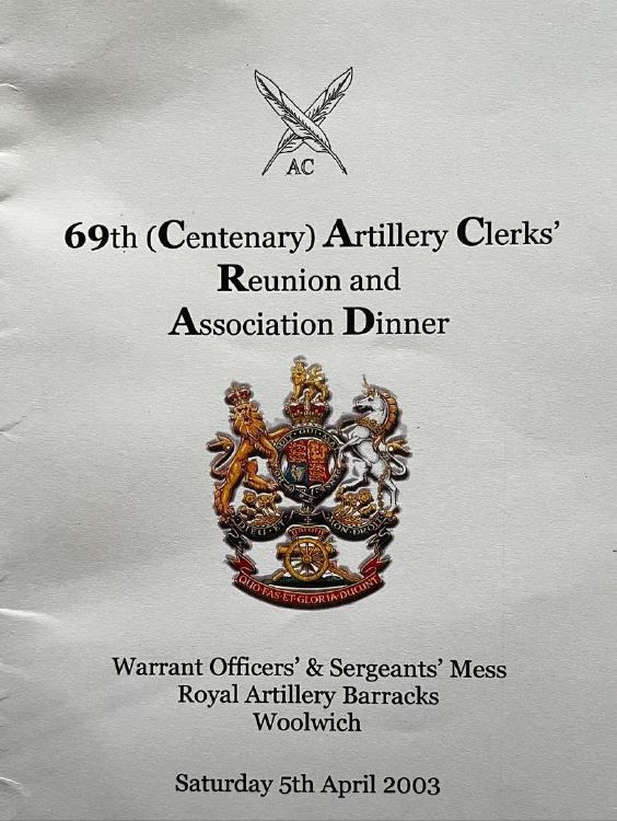 69th AC Reunion Dinner Programme - April 2003